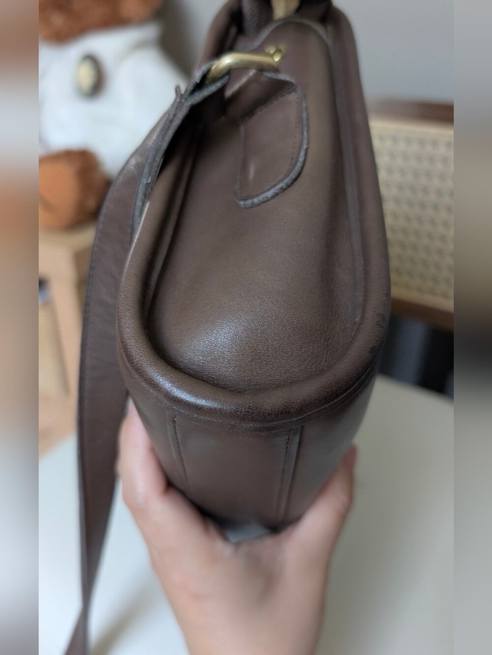Vintage Coach Taylor Zip Leather Crossbody Bag H5C-9944, Brown, Made In USA - Picture 14 of 16